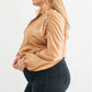 Plus Satin Zip-up Ruched Long Sleeve Cropped Bomber Jacket