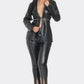 Pu Leather Zipper Pant Set