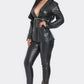 Pu Leather Zipper Pant Set