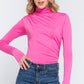 Long Sleeve High Neck Shirring Detail Ity Knit Bodysuit