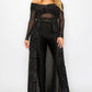 Plus Mesh Glitter See-through -cross Shoulder Wrap Maxi Dress