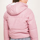 Pu Faux Leather Zipper Hooded Puffer Jacket