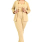 Plus Solid Gold Button 3 Piece Jacket Set