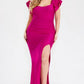 Plus Satin Strech Ruffle Paty Maxi Dress