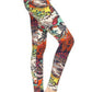 Yoga Style Banded Lined Multicolored Mixed Paisley Print, Full Length Leggings