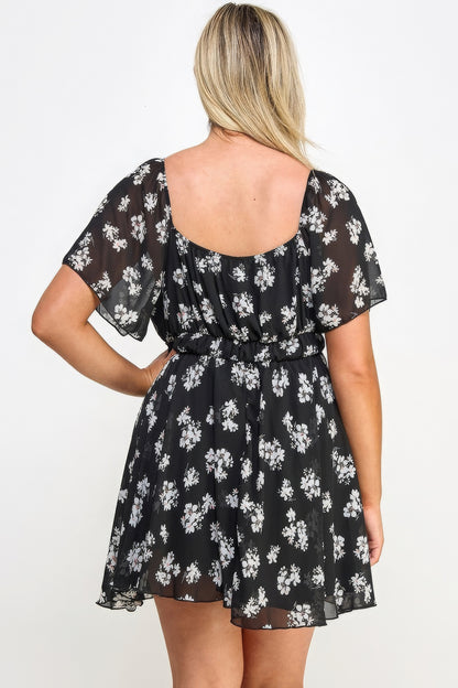 Plus Size Floral Chiffon Dress