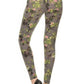 Floral Printed High Waisted Leggings With An Elastic Waist