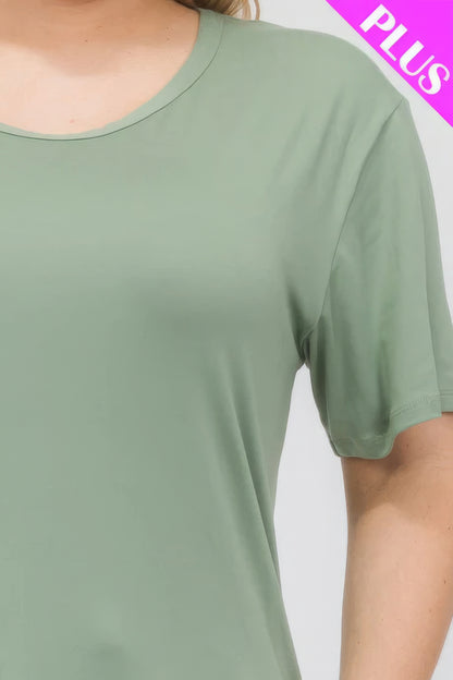 Plus size short sleeve T-shirt in soft green fabric from Loveitclothing.com, designed for comfort and style.