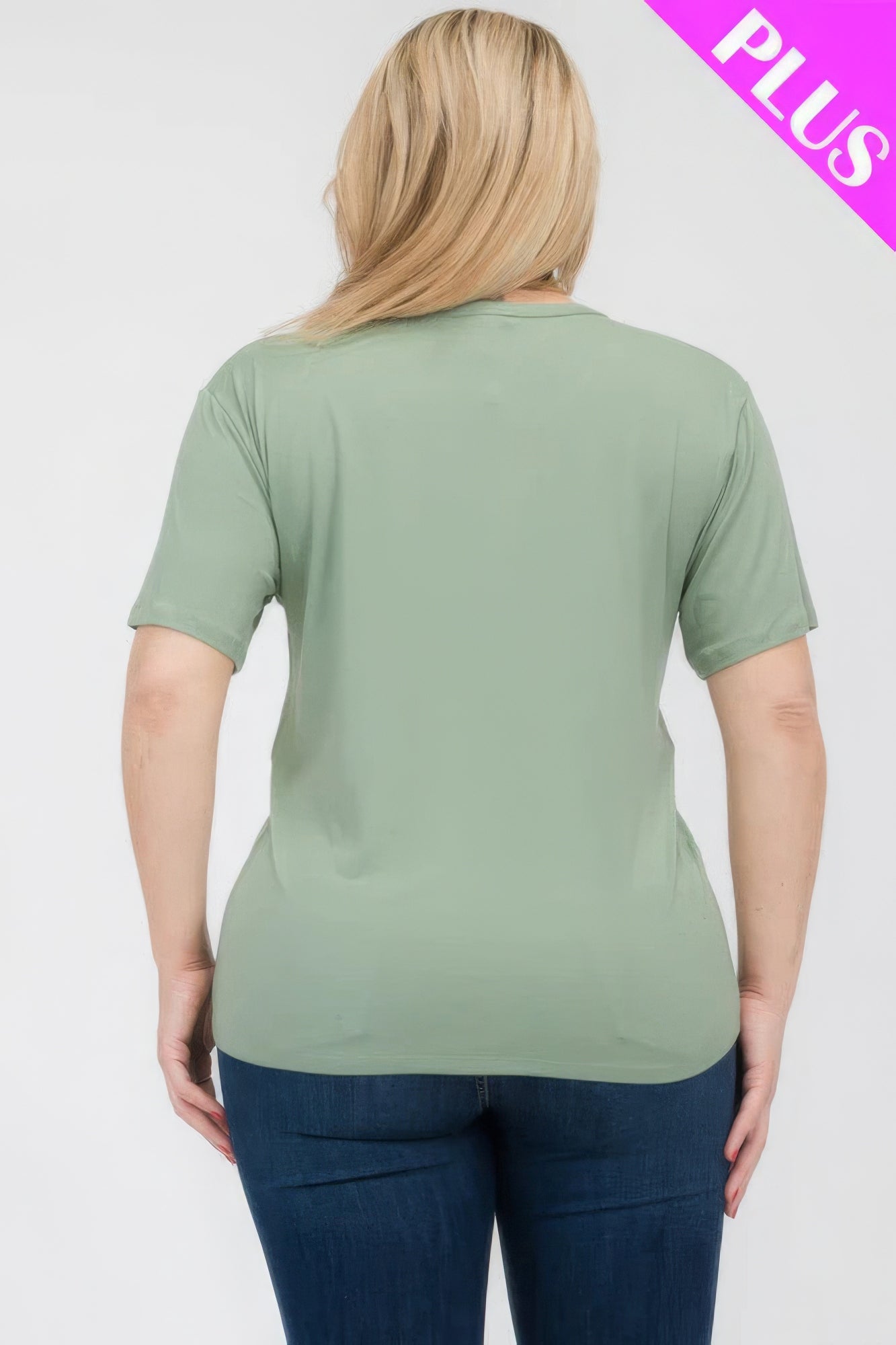 Plus size short sleeve t-shirt in green, featuring a relaxed fit for comfort and style. Available at Loveitclothing.com.