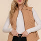 Suede Piping Quilted Padding Vest