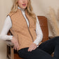 Suede Piping Quilted Padding Vest