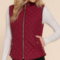 Suede Piping Quilted Padding Vest