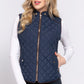 Suede Piping Quilted Padding Vest