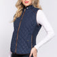 Suede Piping Quilted Padding Vest