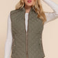 Suede Piping Quilted Padding Vest