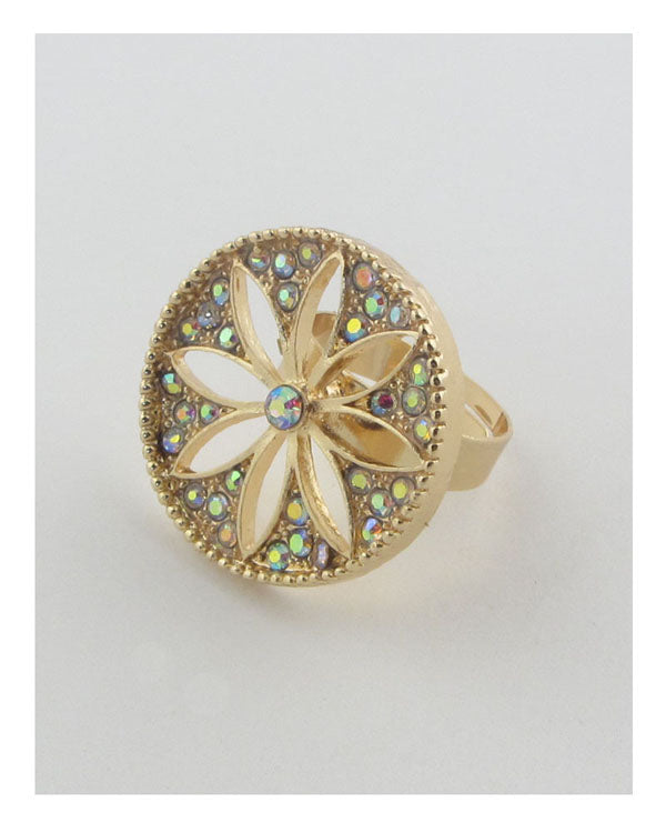 Adjustable cut out flower ring-25293.Silver\Multi--Love It Clothing