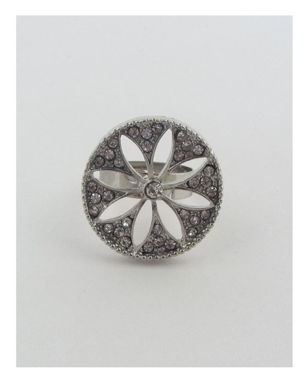 Adjustable cut out flower ring-25293.Silver\Multi--Love It Clothing