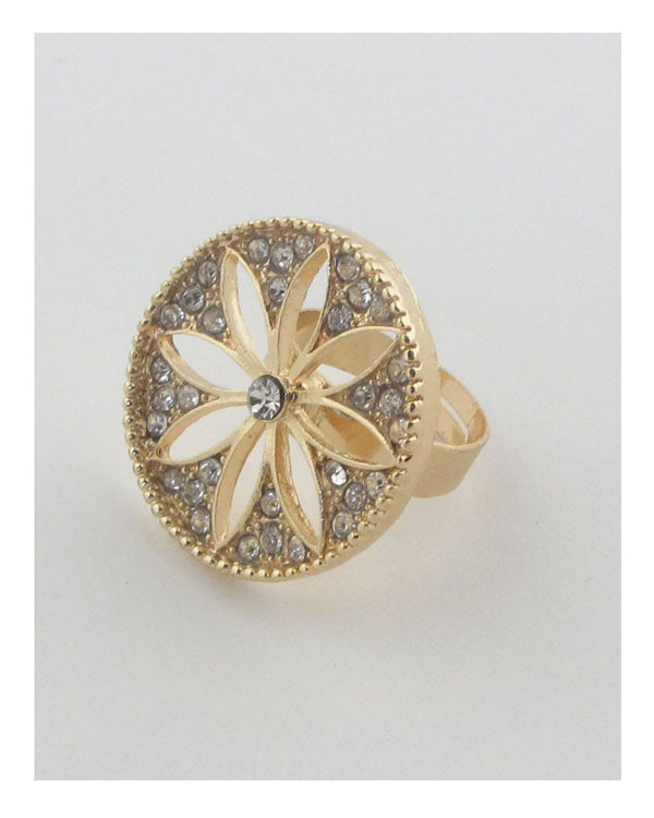 Adjustable cut out flower ring-25293.Silver\Multi--Love It Clothing