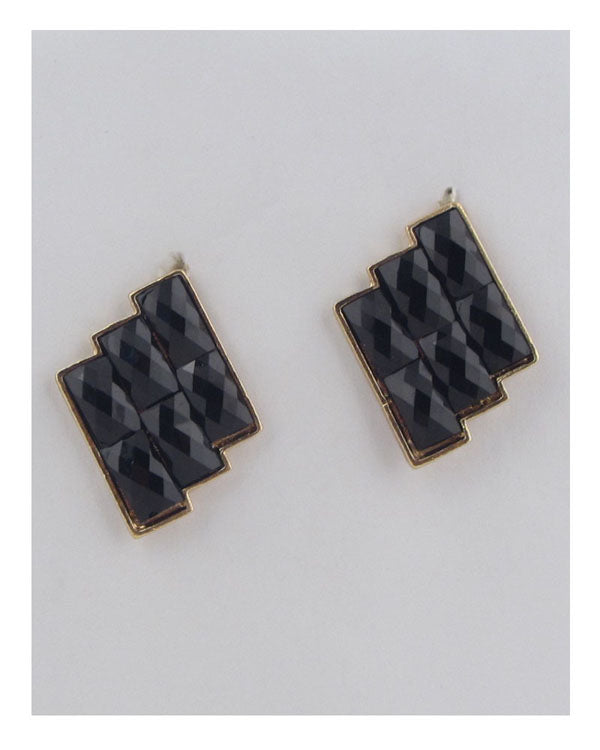 Faux stone earrings-25488.Black\Gold--Love It Clothing