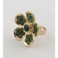 Flower rhinestone adjustable ring-25491.Green--Love It Clothing