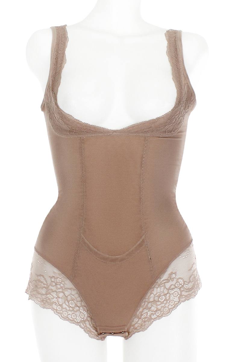 Mesh With Floral Lace Shapewear Bodysuit-39223.M--Love It Clothing