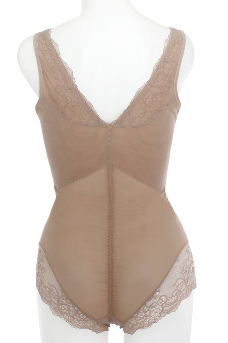 Mesh With Floral Lace Shapewear Bodysuit-39223.M--Love It Clothing