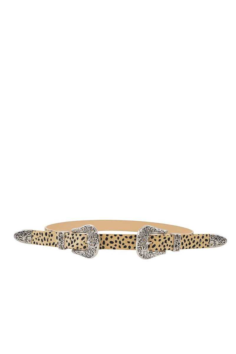 Trendy Stylish Leopard Double Buckle Belt-50647.BEIGE.ANT.SIL--Love It Clothing