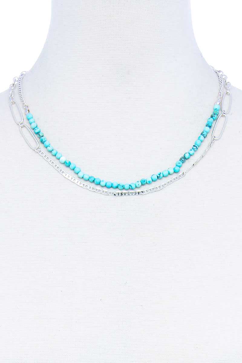 Double Layer Beaded And Chain Necklace-51604.WGBK--Love It Clothing