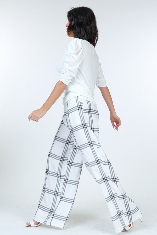 High Waist Plaid Print Wide Leg Pants-51977b.S-Select Size: S, M, L-Love It Clothing