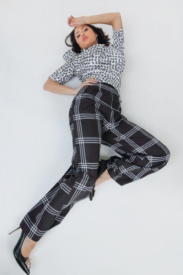 High Waist Plaid Print Wide Leg Pants-51977b.S-Select Size: S, M, L-Love It Clothing