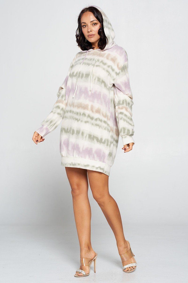 Terry Brushed Print Sweater Dress - Love It Clothing