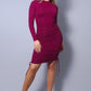 Sexy Long Sleeve Mock Neck Side Or Twist Ruching Dress - Love It Clothing