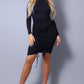 Sexy Long Sleeve Mock Neck Side Or Twist Ruching Dress - Love It Clothing