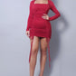 Sexy & Chic Long Sleeve Square Neck Ruching Tie Basic Dress - Love It Clothing