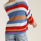 Multicolored Stripe Round Neck Long Sleeve Knit Sweater - Love It Clothing