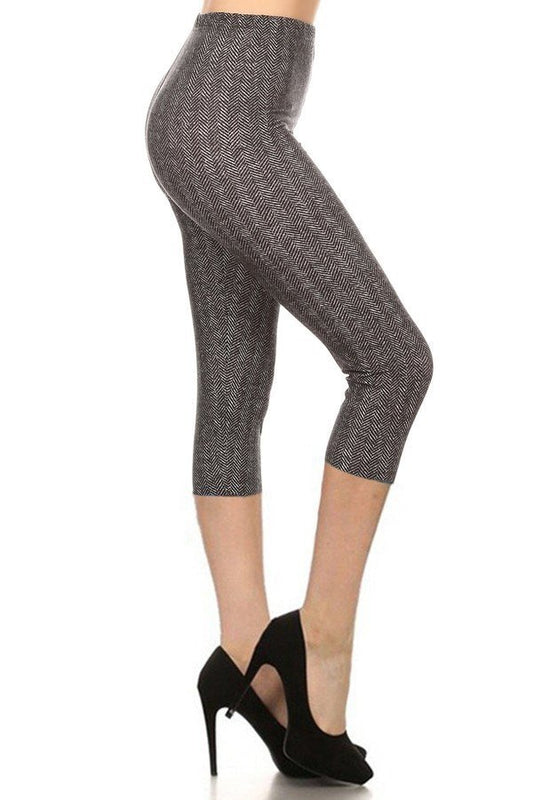 Chevron Print, High Waisted Capri Leggings-54193.Multi--Love It Clothing