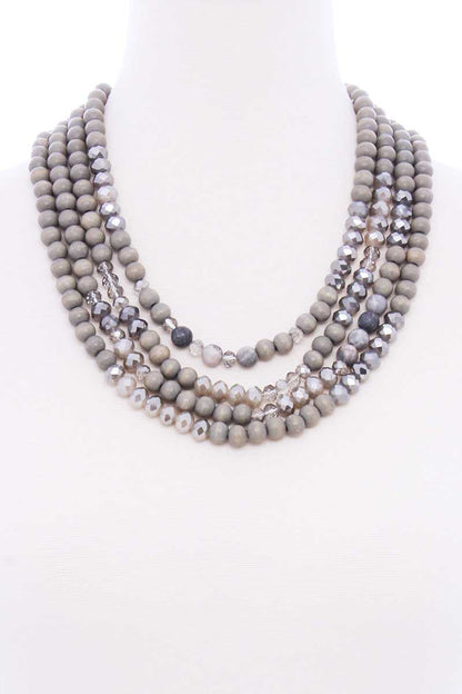 Chunky 4 Layered Bead Multi Necklace-54428.BR--Love It Clothing