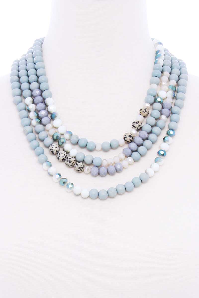 Chunky 4 Layered Bead Multi Necklace-54428.BR--Love It Clothing