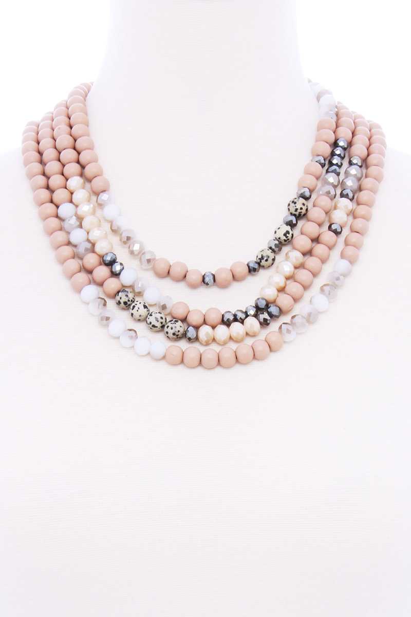 Chunky 4 Layered Bead Multi Necklace-54428.RS--Love It Clothing