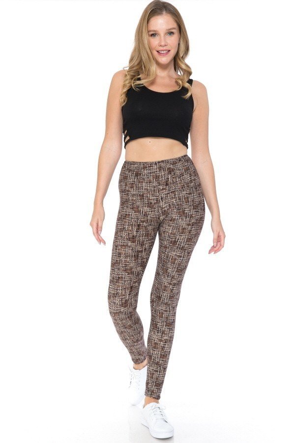Yoga Style Banded Lined Multi Printed Knit Legging With High Waist - Love It Clothing