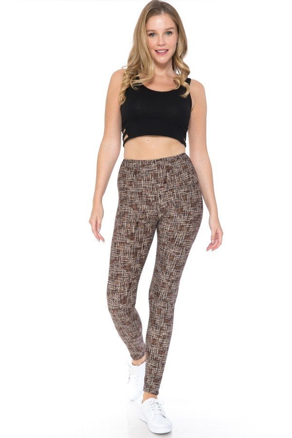 Yoga Style Banded Lined Multi Printed Knit Legging With High Waist-54717.Multi--Love It Clothing