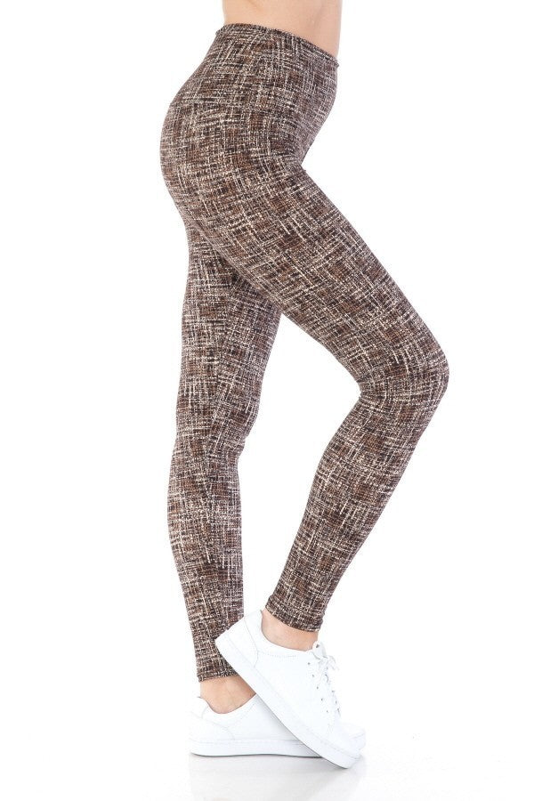 Yoga Style Banded Lined Multi Printed Knit Legging With High Waist - Love It Clothing