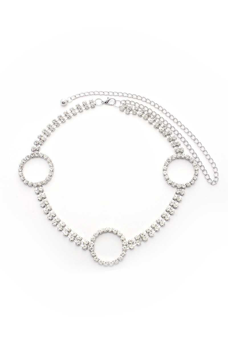 Circle 2 Line Rhinestone Chain Belt-54889.RH--Love It Clothing