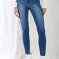 Mid Blue High-waisted With Rips Skinny Denim Jeans - Love It Clothing