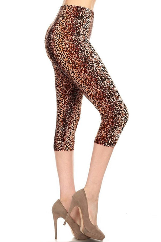 Multi-color Print, Cropped Capri Leggings In A Fitted Style With A Banded High Waist.-55408.Multi--Love It Clothing