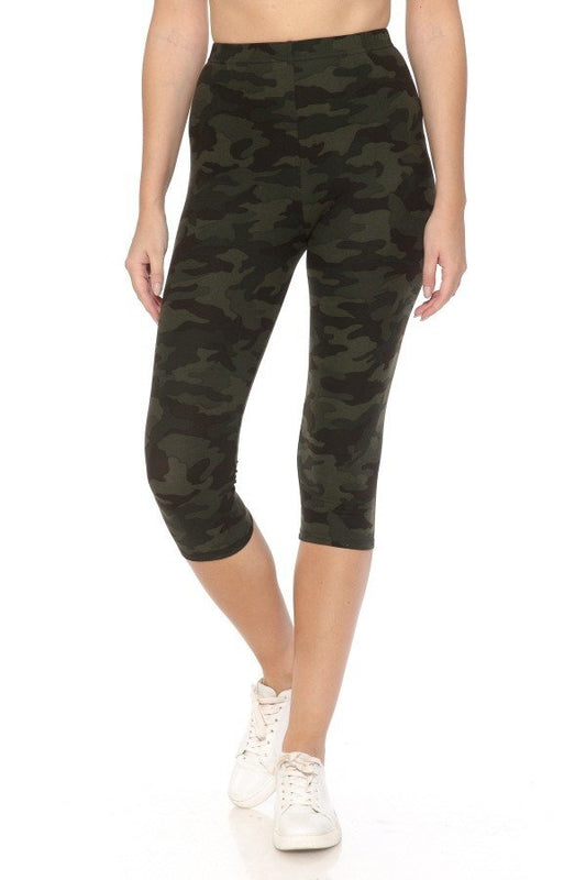 Multi-color Print, Cropped Capri Leggings In A Fitted Style With A Banded High Waist-55409.Multi--Love It Clothing