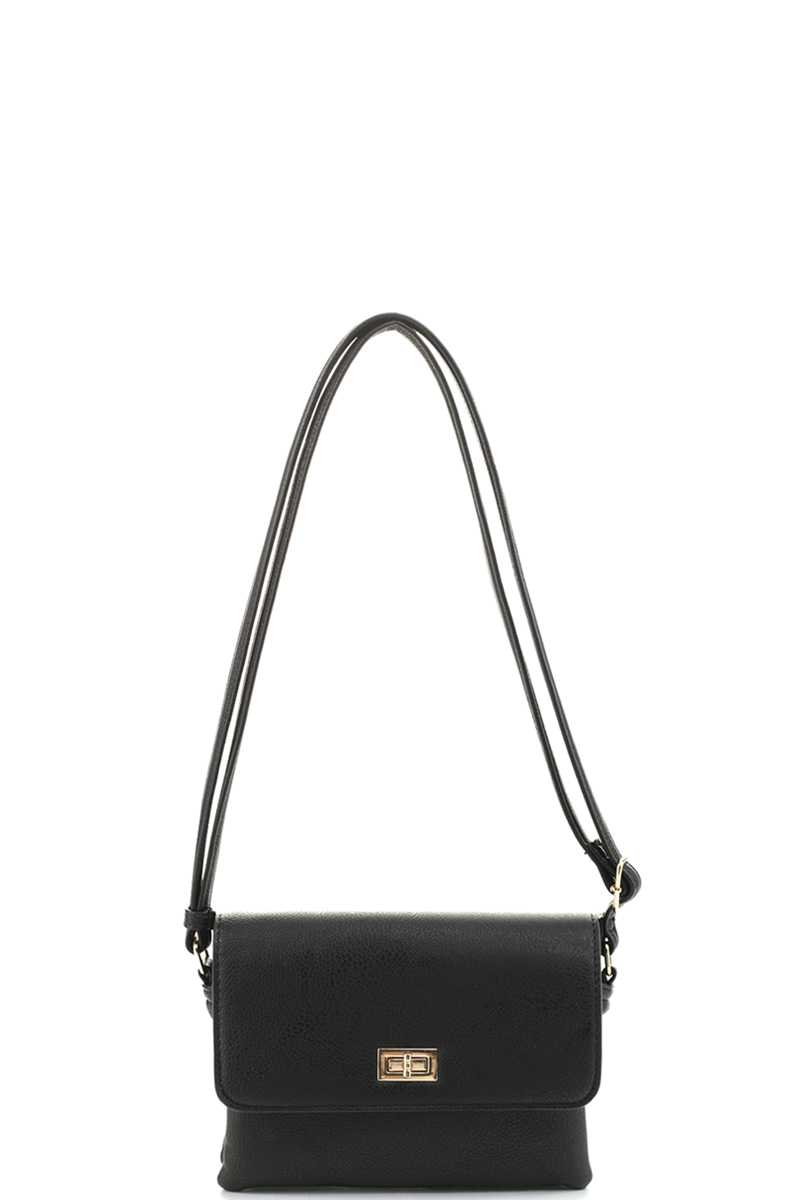 Smooth Colored Crossbody Bag-55636.BK--Love It Clothing