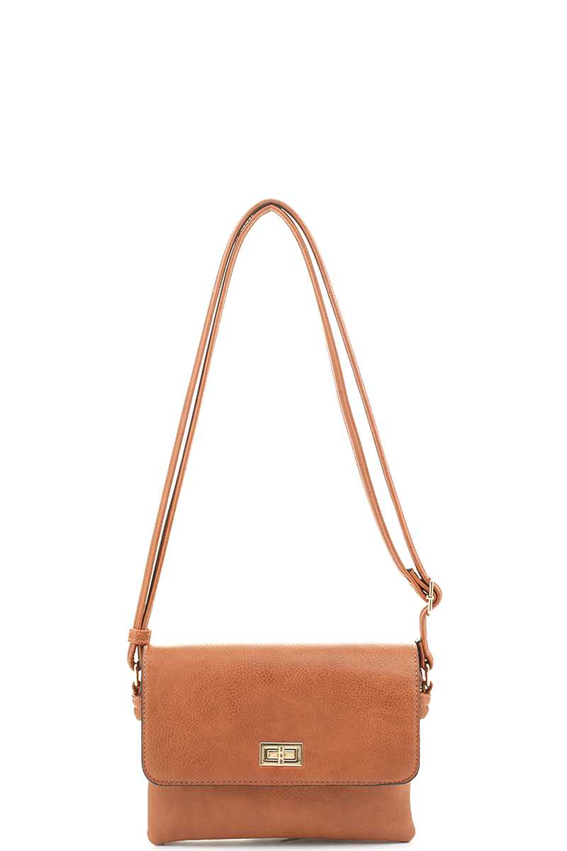 Smooth Colored Crossbody Bag-55636.BK--Love It Clothing