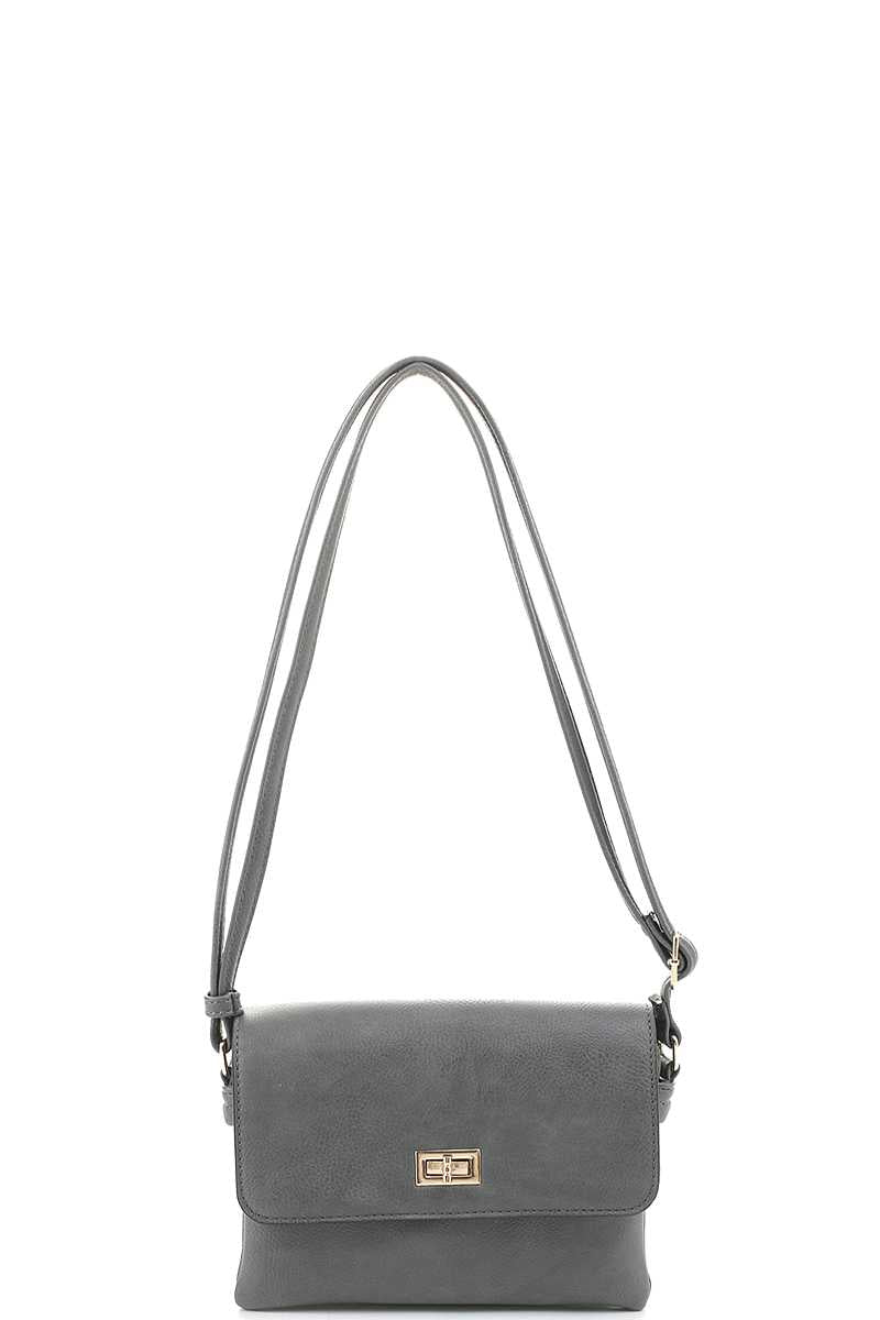 Smooth Colored Crossbody Bag-55636.BK--Love It Clothing