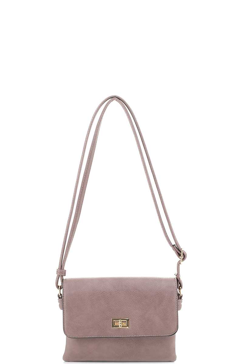 Smooth Colored Crossbody Bag-55636.BK--Love It Clothing